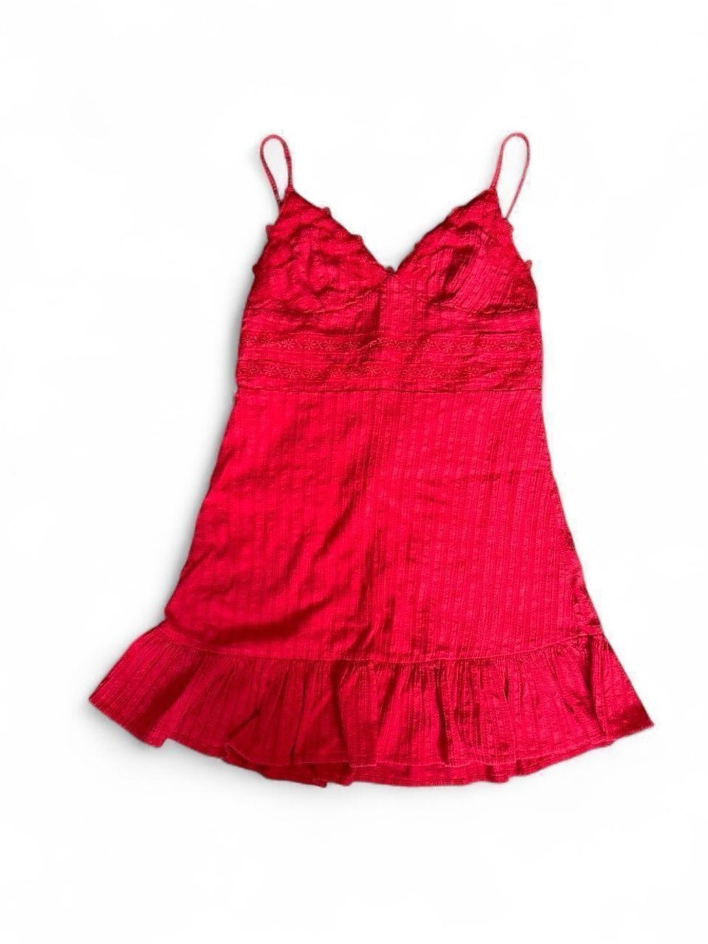 ILLA ILLA Scarlet Lace-Trim Dress with Ruffle Hem